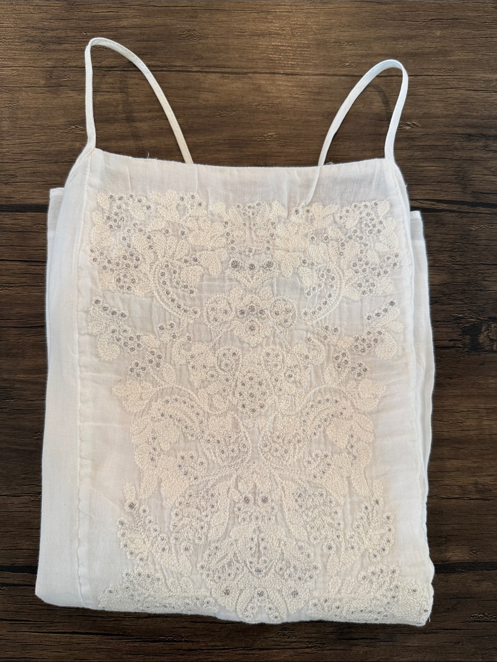 Banana Republic White Cotton Embroidered Tank Top